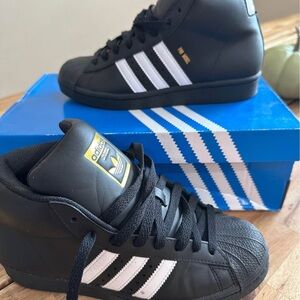 Adidas Kids Black and White High-Top Sneakers